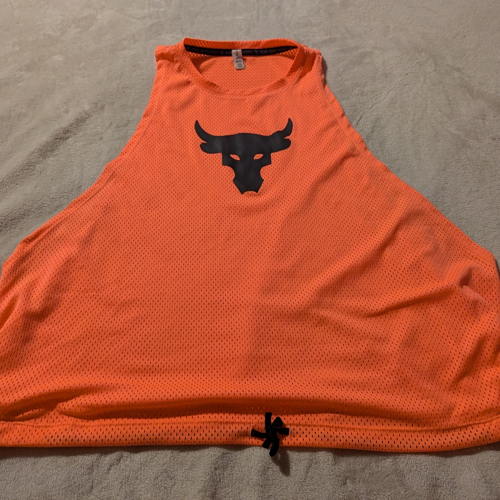 Orange Mesh Tank with Bull Logo